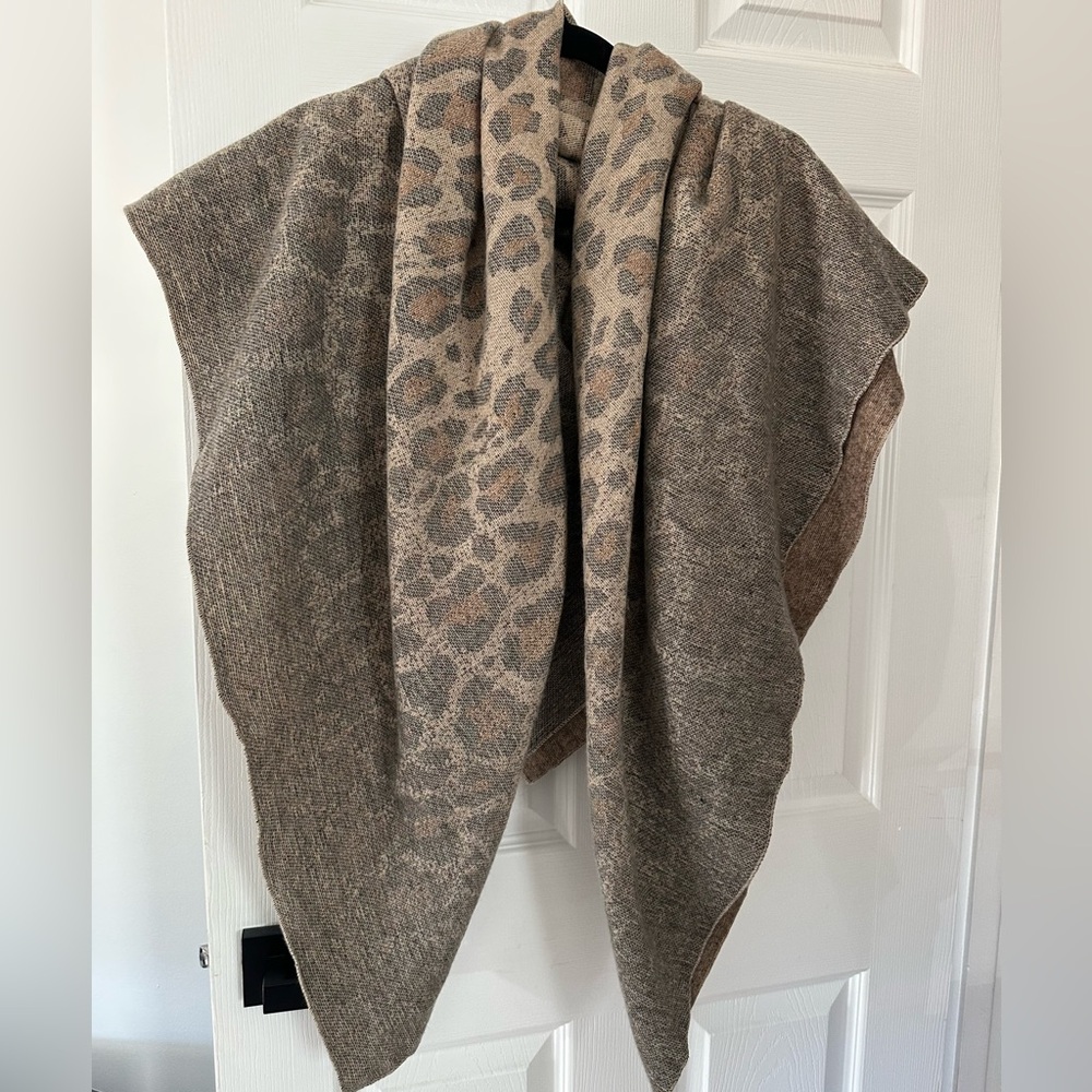 Anthropologie Leopard Print Scarf in Brown and Tan